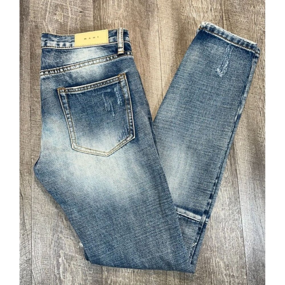 MNMI * Zipper Leg * Distressed Jeans * Tapered Ankle * Button Fly * Men's 30x34